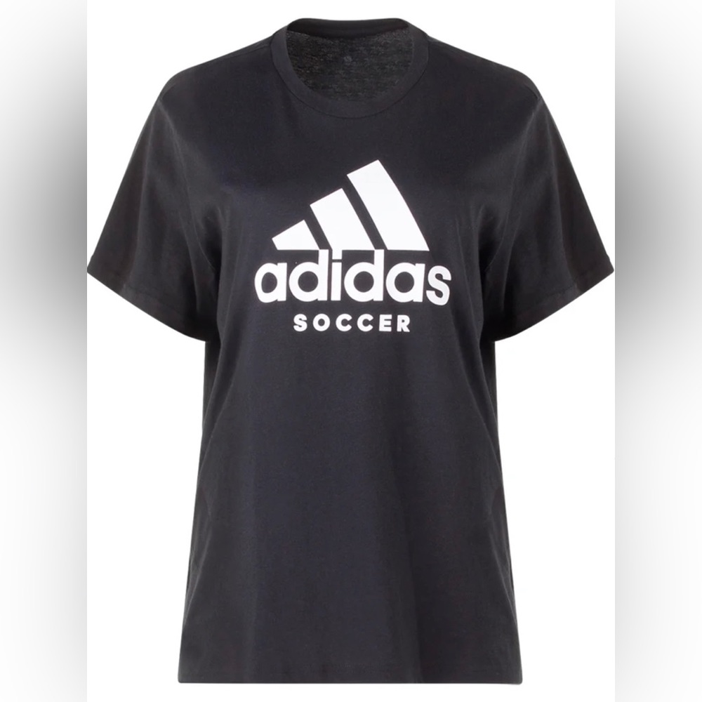 New Adidas Ladies Womens Soccer Logo Tee T Shirt Top XL Black Casual Gym Sports